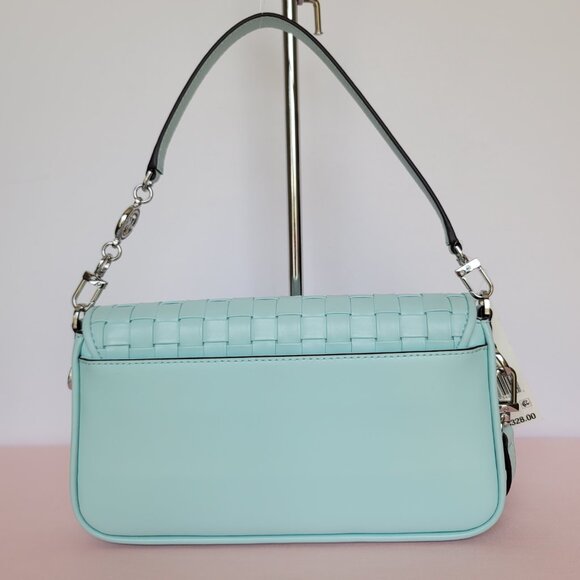 MICHAEL KORS Bradshaw Woven Smooth Leather Convertible Bag- Fair Aqua ⭐ - Picture 8 of 16